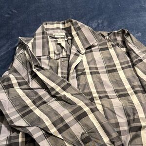 Van Heusen Men's Plaid Dress Shirt - Black, Gray, and White